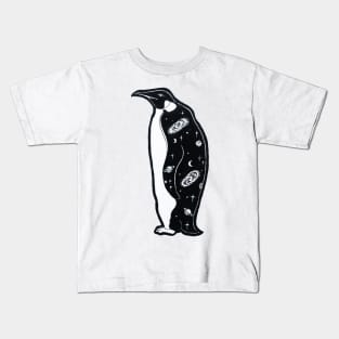 Penguin with Galactic Coat Illustration Kids T-Shirt